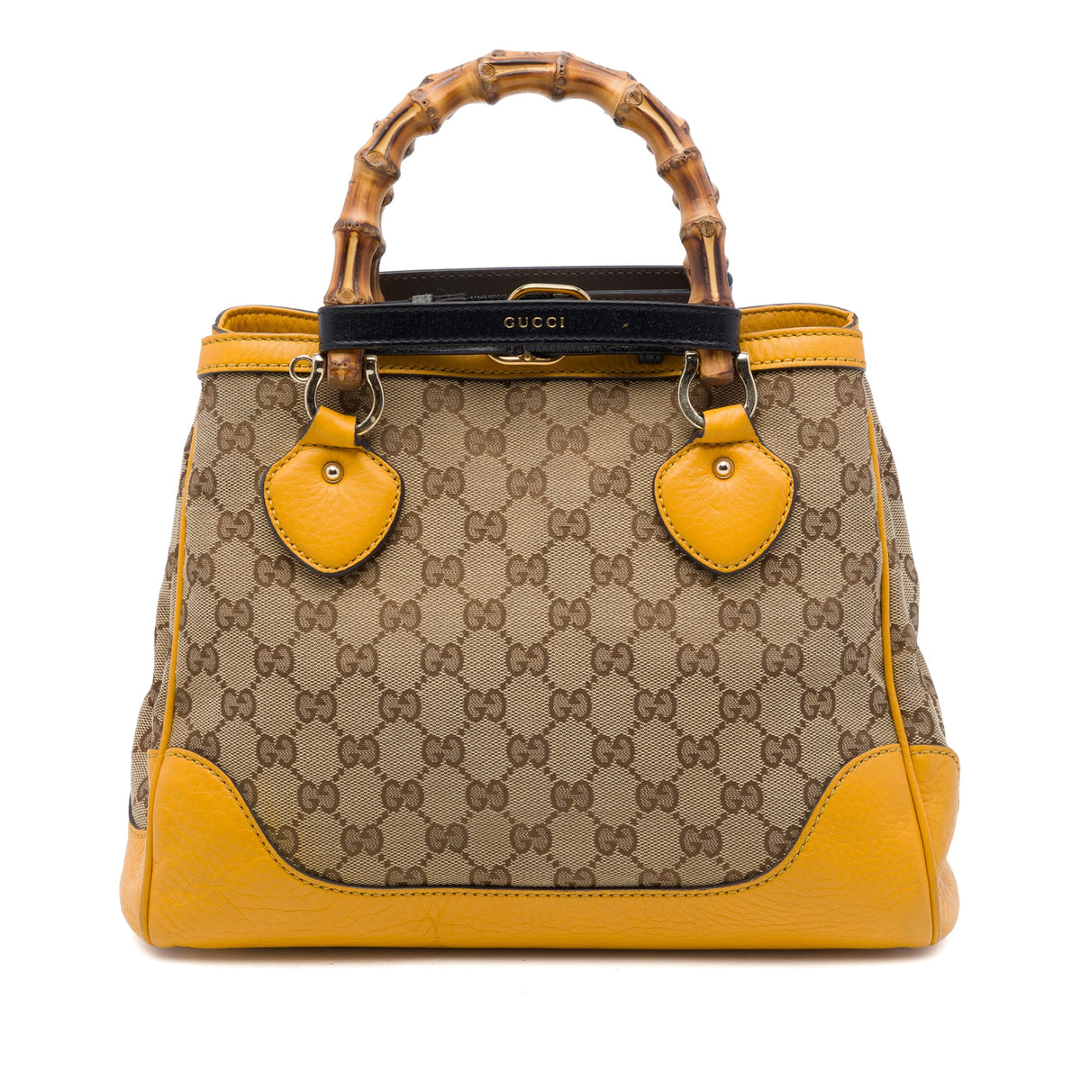 Gucci GG Canvas Bamboo Diana Top Handle Tote — Yellow