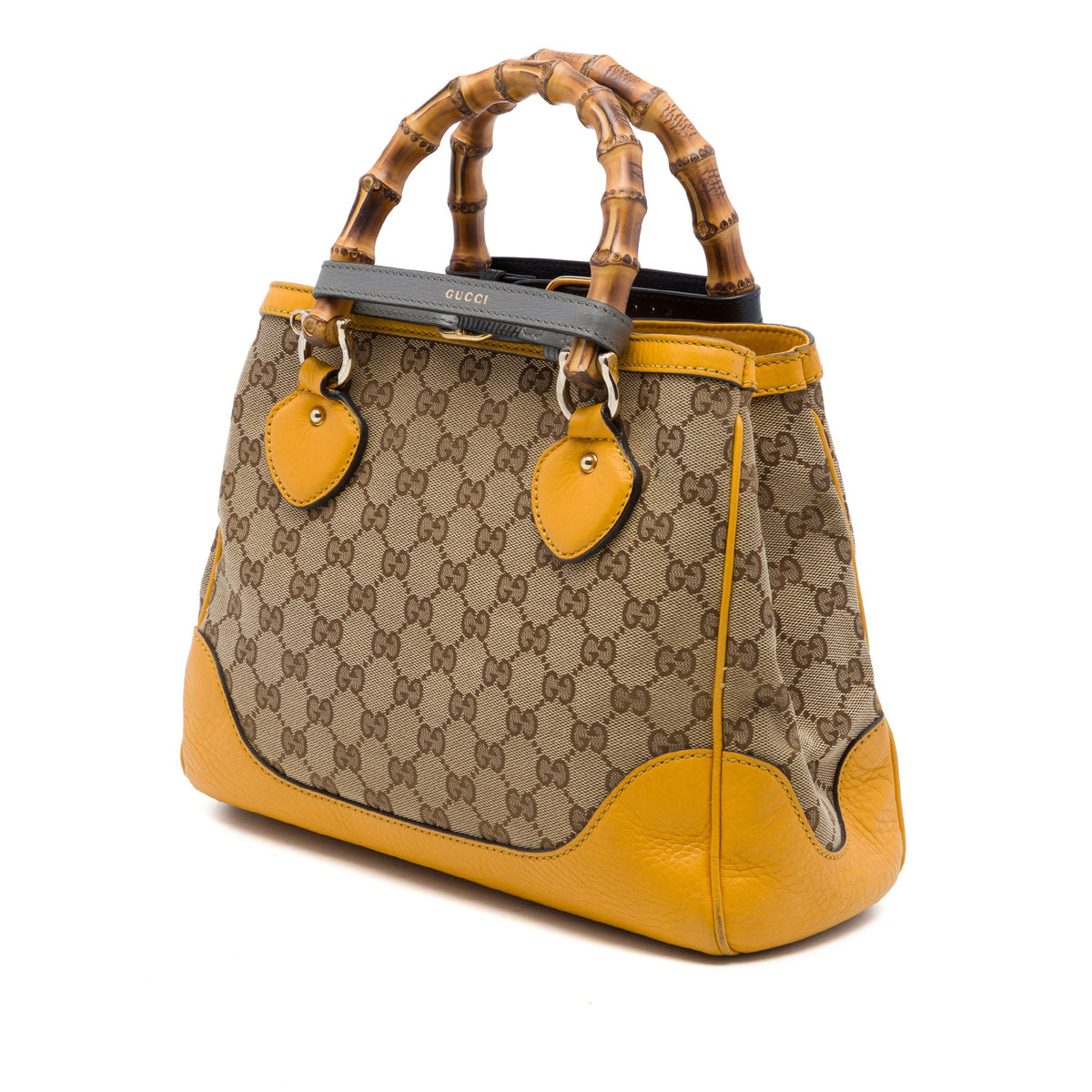 Gucci GG Canvas Bamboo Diana Top Handle Tote — Yellow