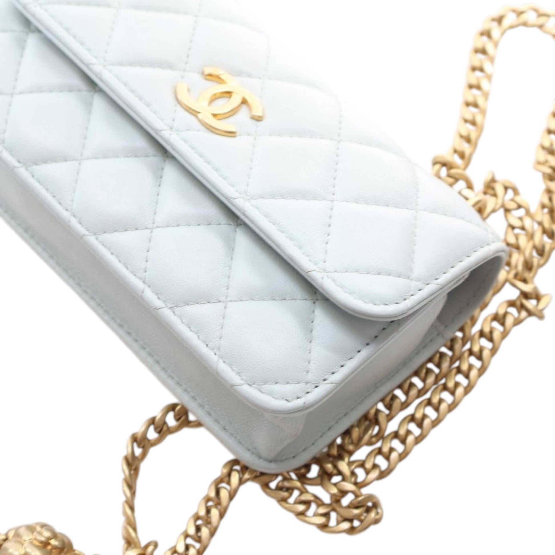 Chanel Mini CC Lambskin Camellia Crush Clutch With Chain