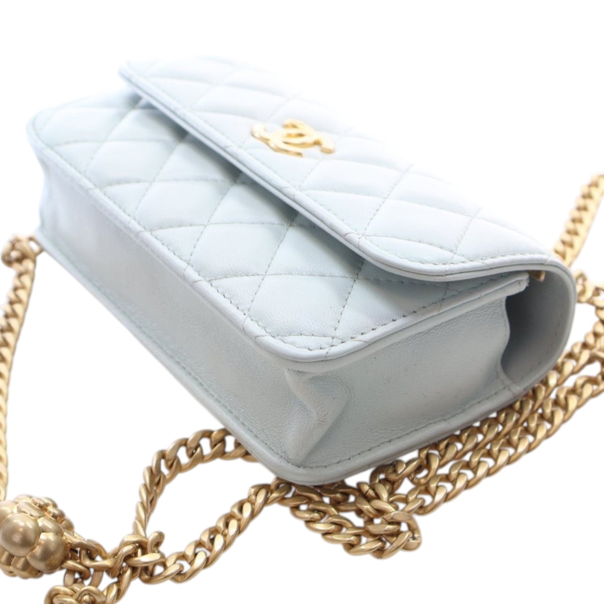 Chanel Mini CC Lambskin Camellia Crush Clutch With Chain