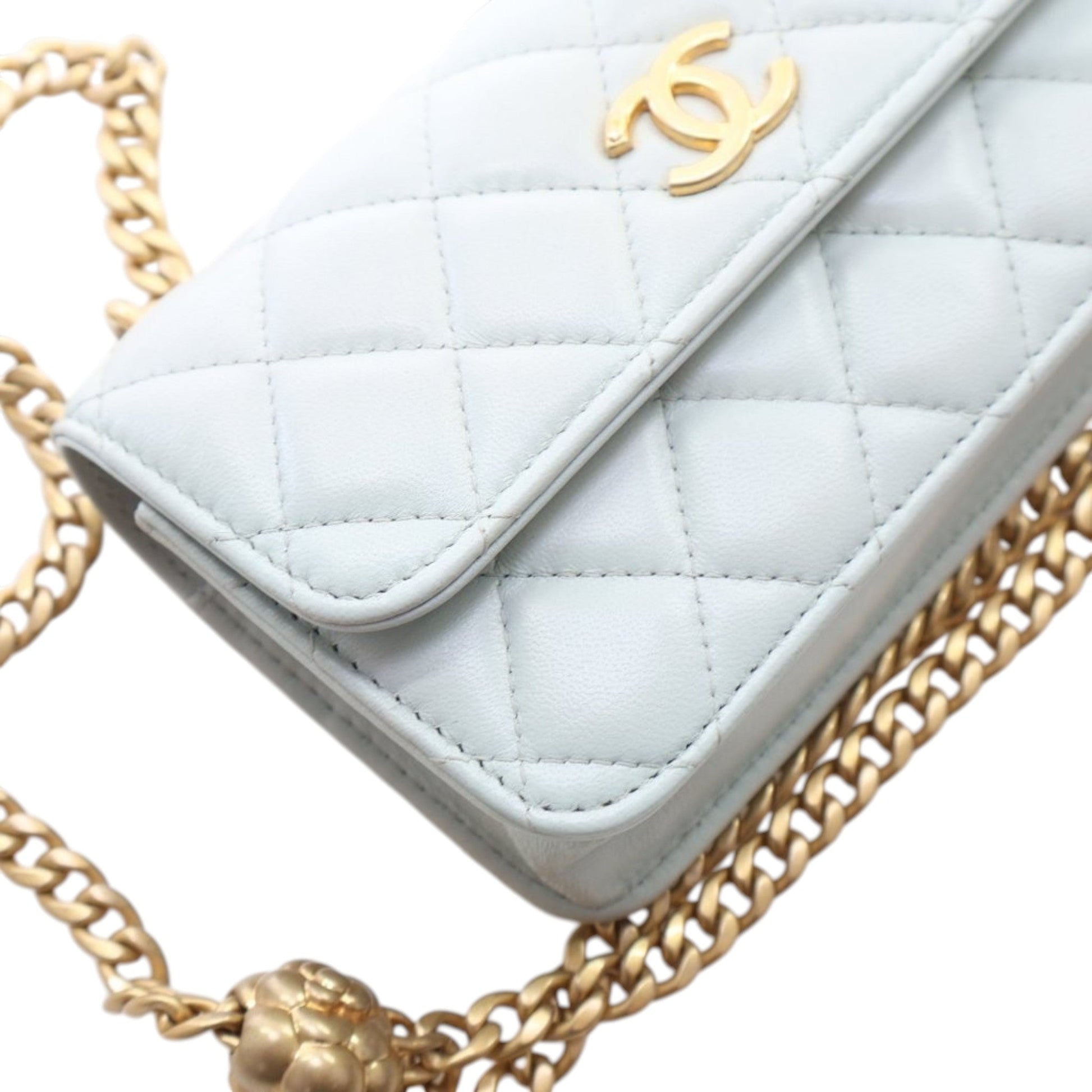 Chanel Mini CC Lambskin Camellia Crush Clutch With Chain