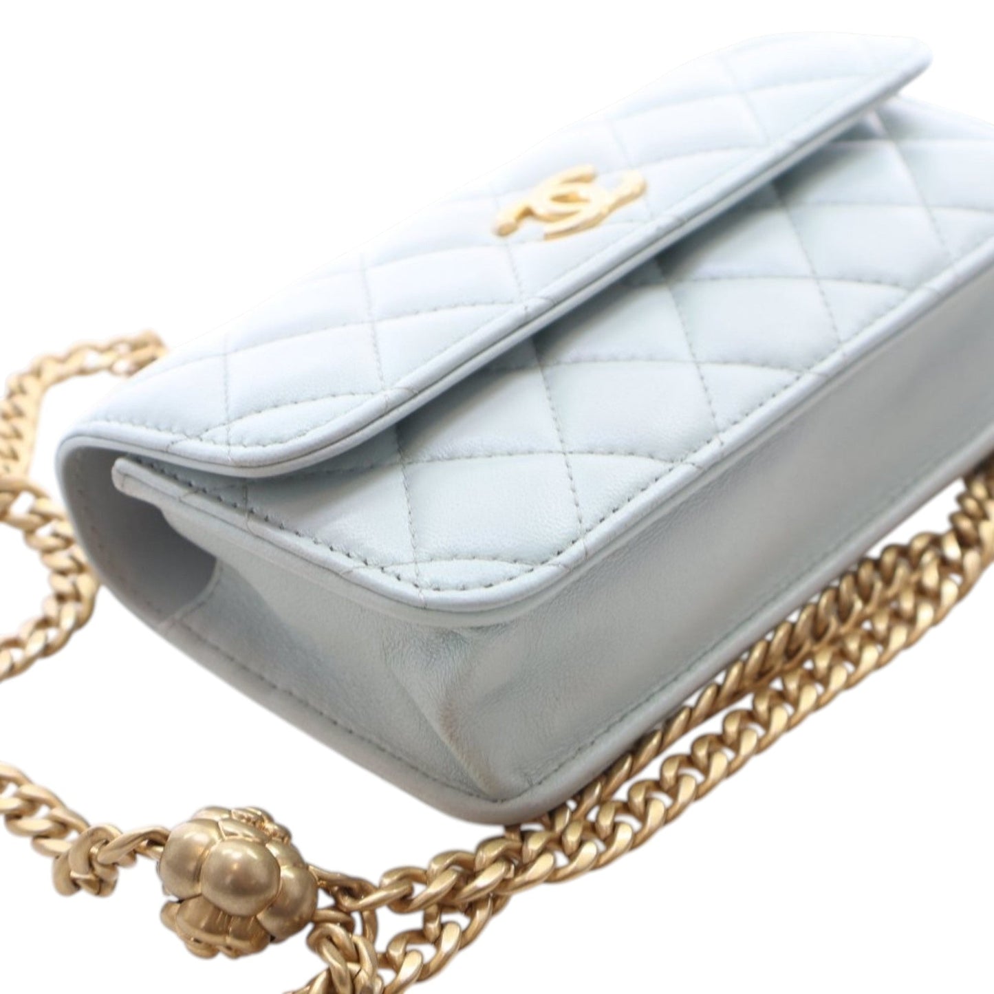 Chanel Mini CC Lambskin Camellia Crush Clutch With Chain