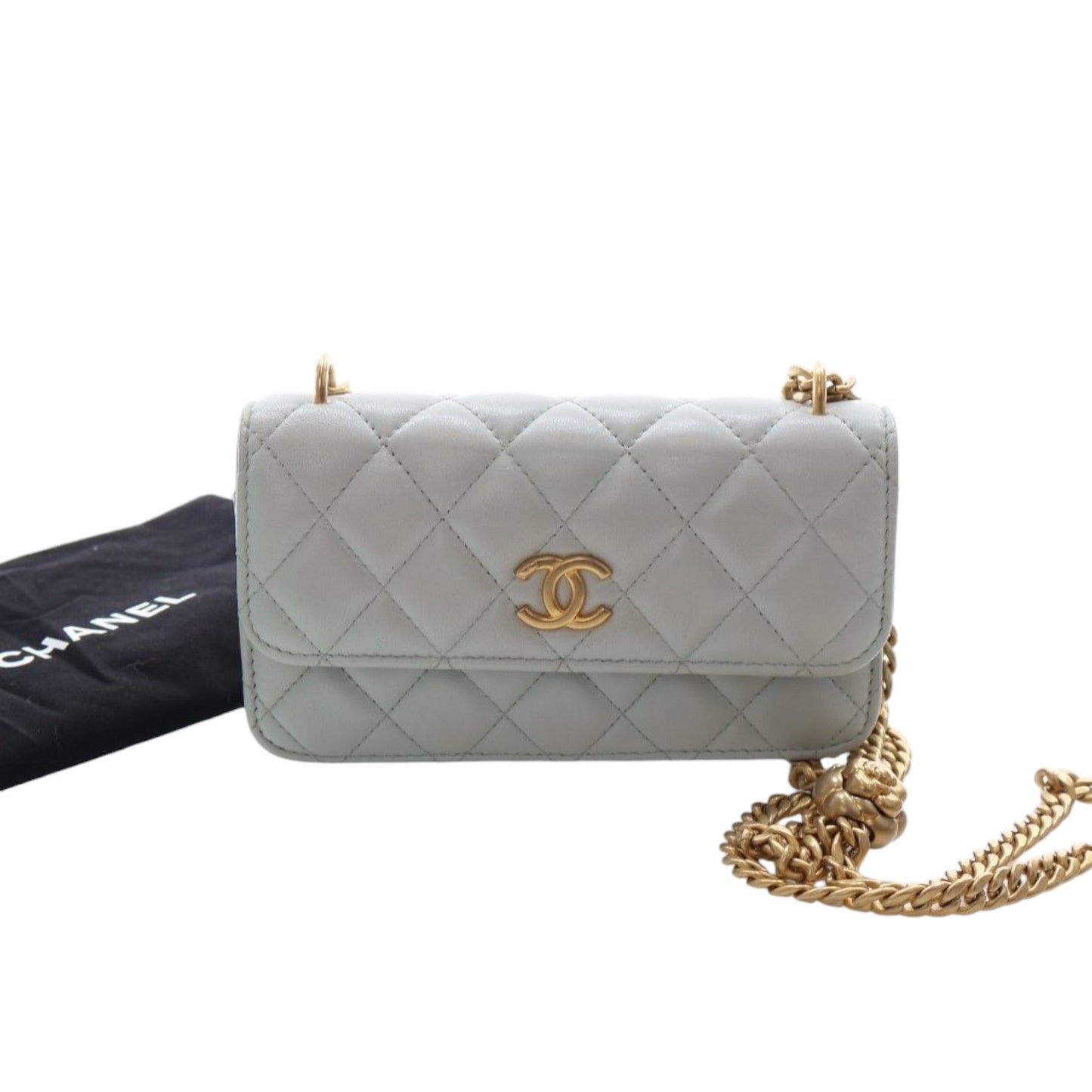 Chanel Mini CC Lambskin Camellia Crush Clutch With Chain