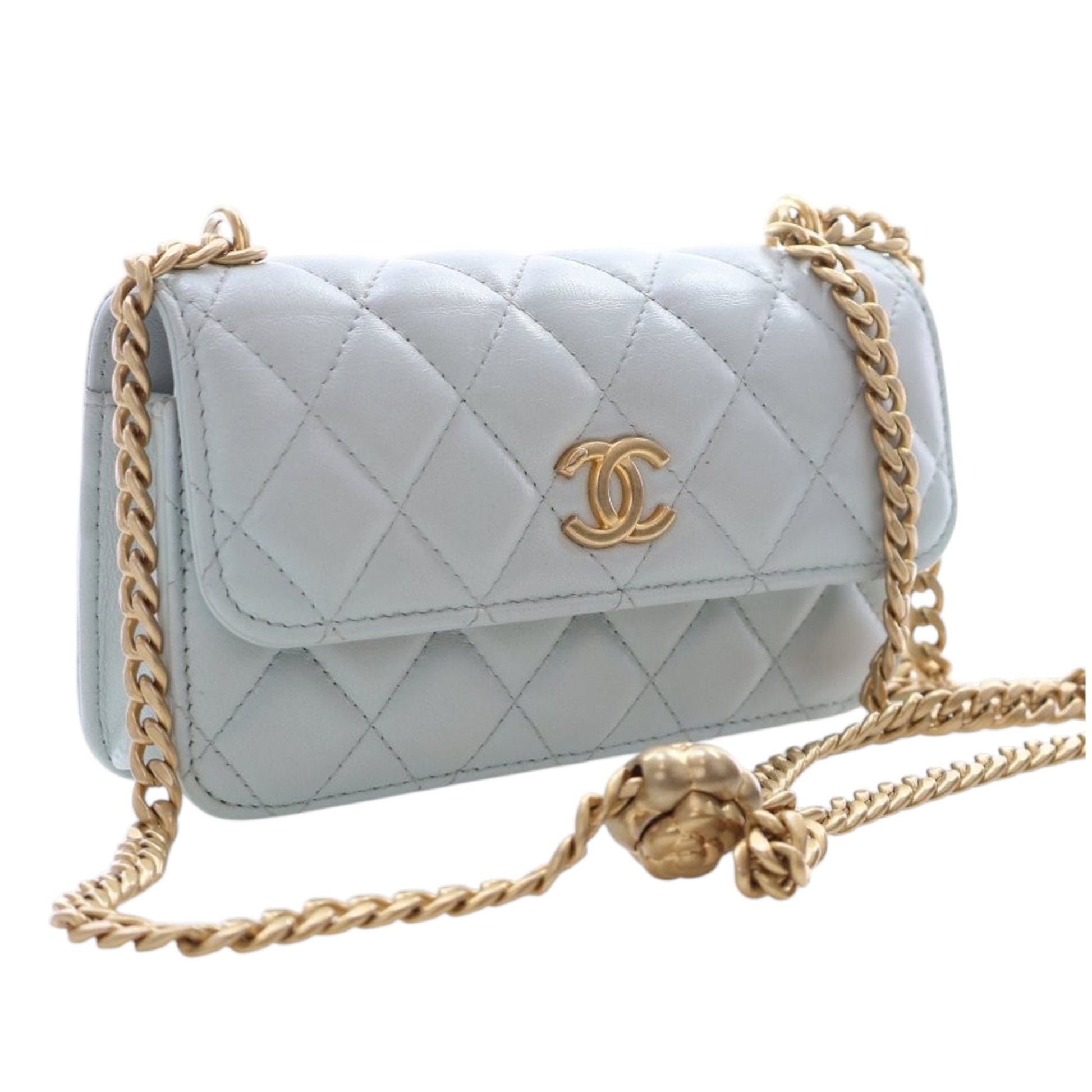 Chanel Mini CC Lambskin Camellia Crush Clutch With Chain