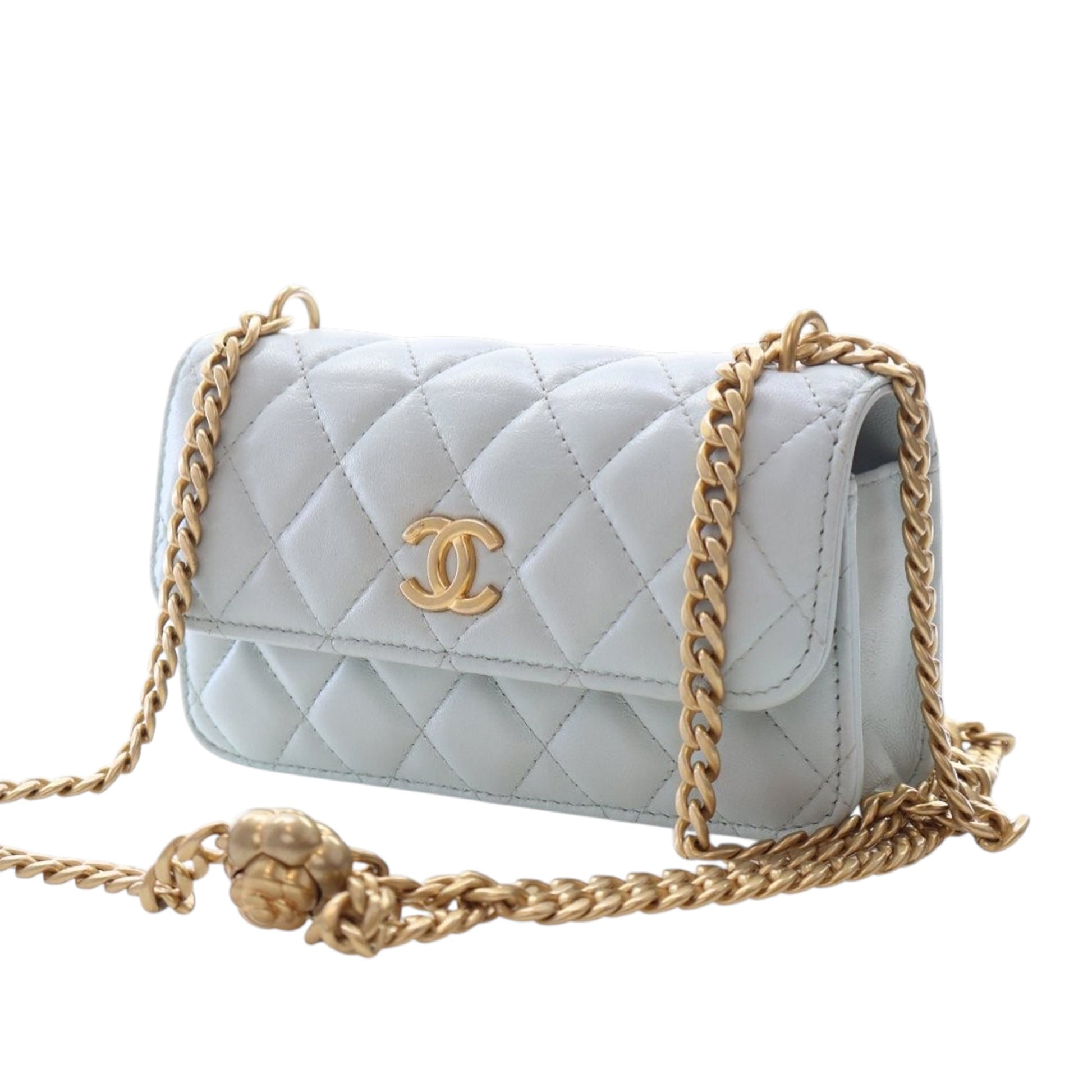 Chanel Mini CC Lambskin Camellia Crush Clutch With Chain