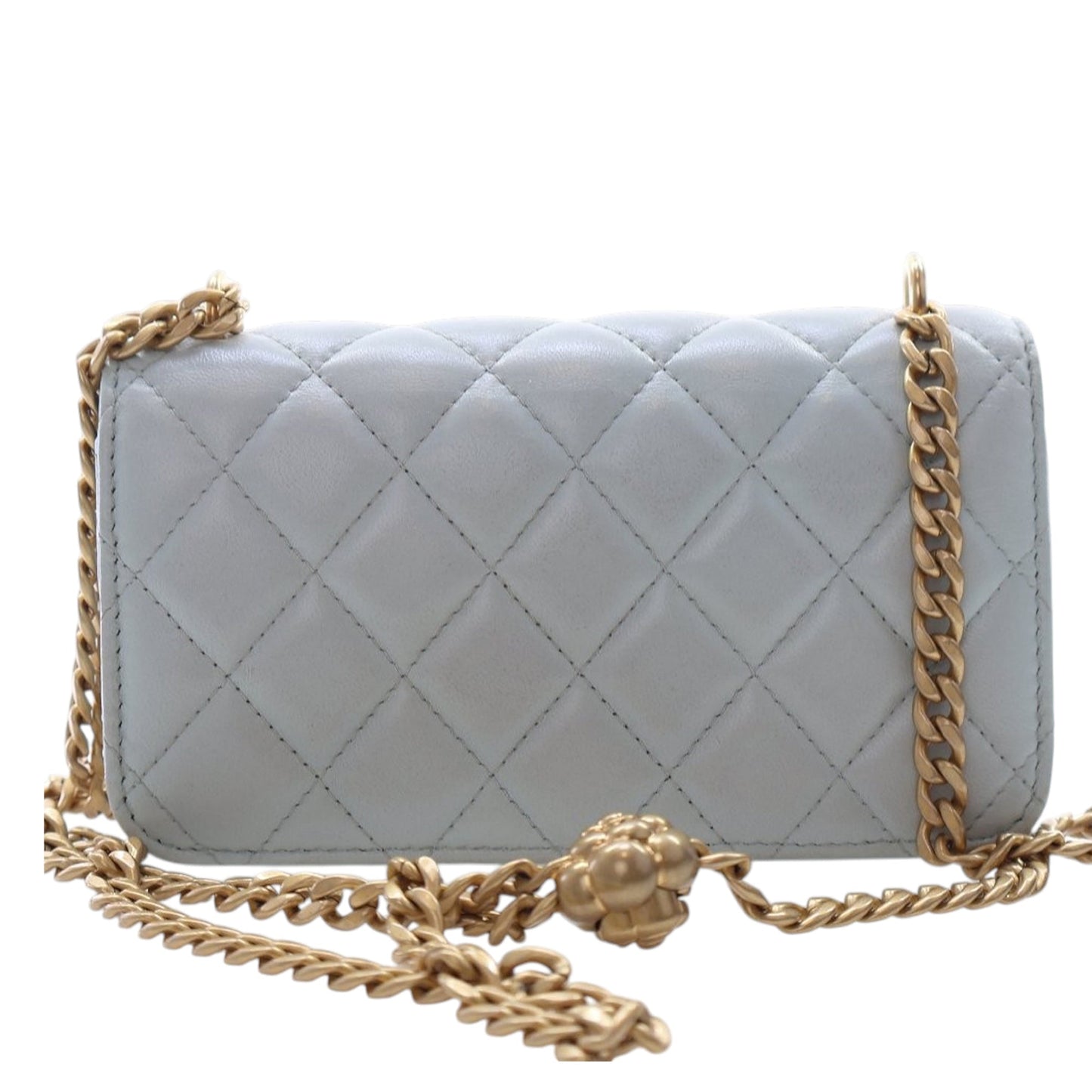 Chanel Mini CC Lambskin Camellia Crush Clutch With Chain