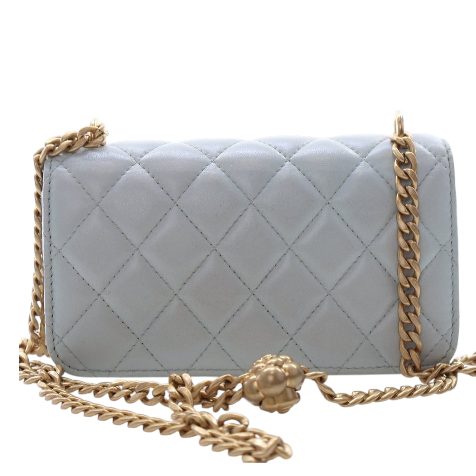 Chanel Mini CC Lambskin Camellia Crush Clutch With Chain
