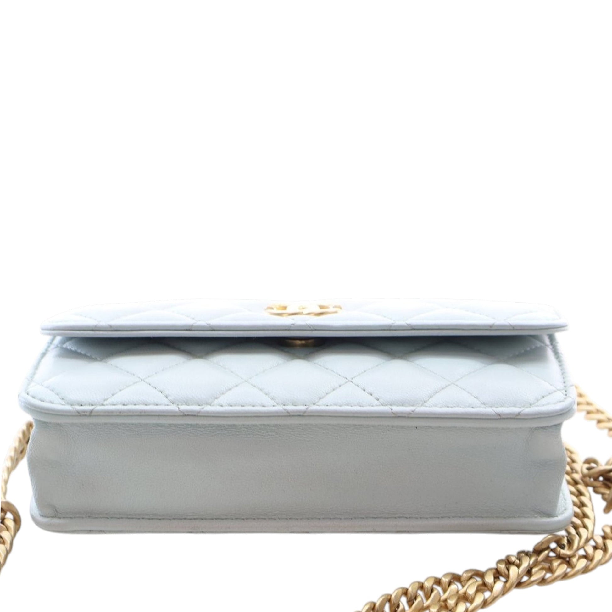 Chanel Mini CC Lambskin Camellia Crush Clutch With Chain