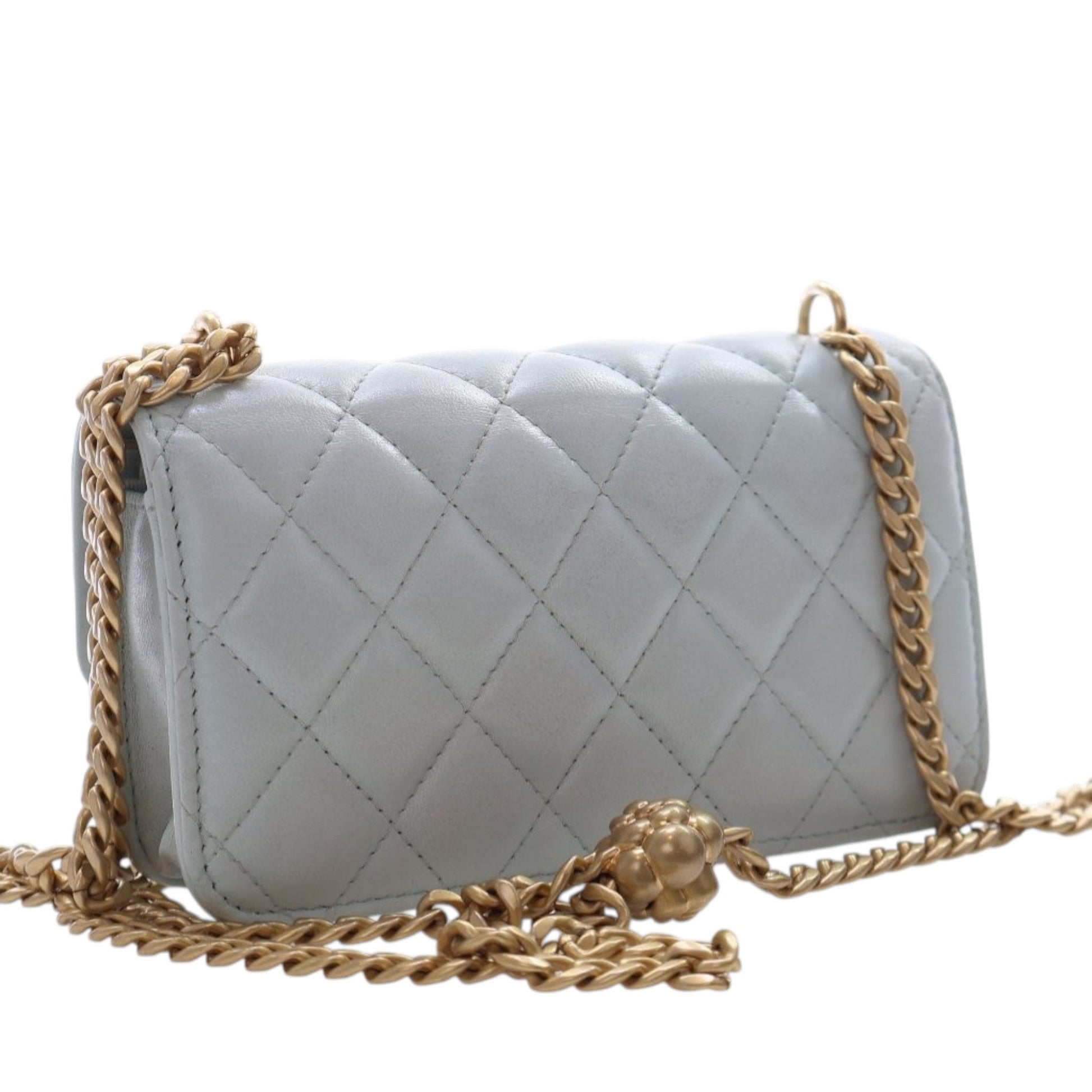 Chanel Mini CC Lambskin Camellia Crush Clutch With Chain