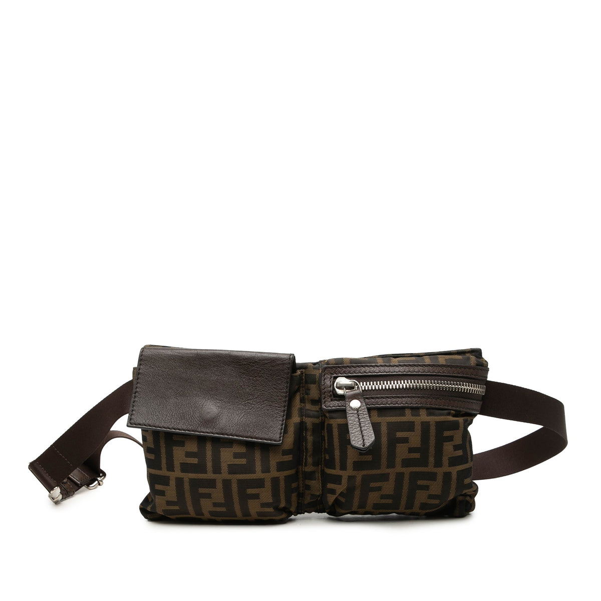 Fendi Zucca Canvas Double Pocket Belt Bag