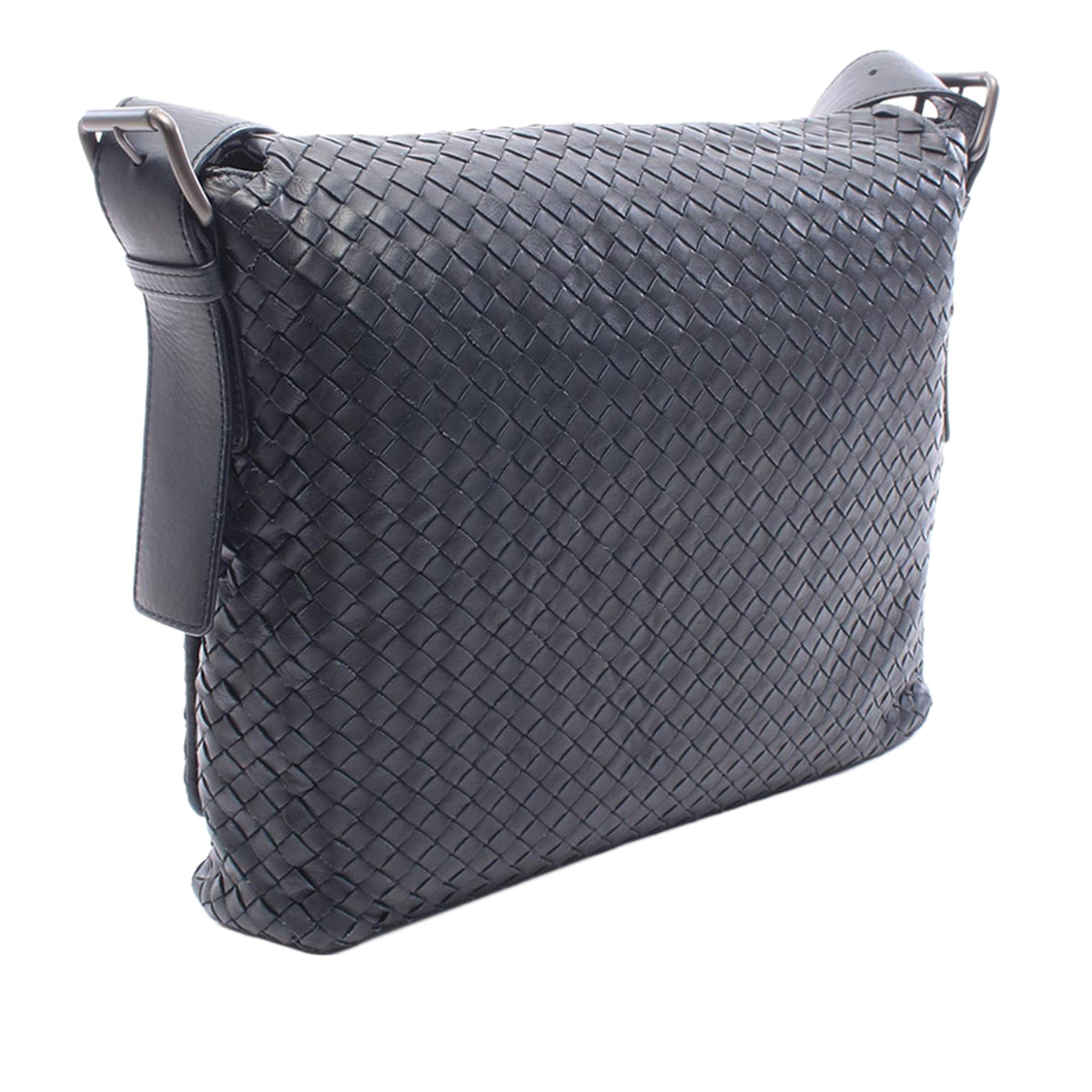 Bottega Veneta Nappa Intrecciato Flap Crossbody — Blue