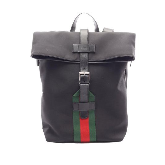 Gucci Canvas Techno Web Fold Over Backpack