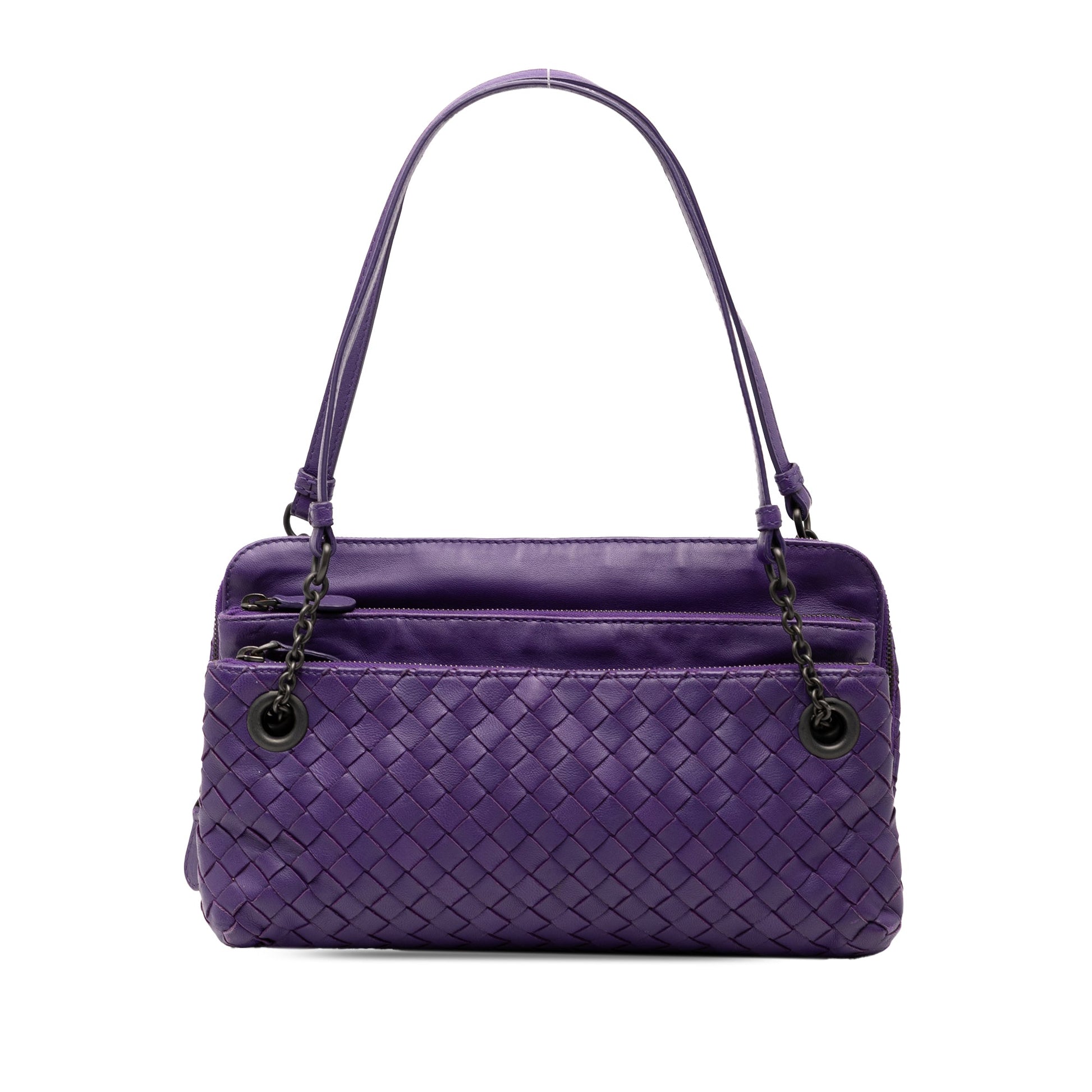 Bottega Veneta Nappa Intrecciato Triple Zip Shoulder Bag