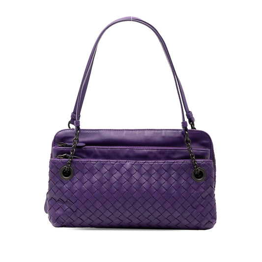 Bottega Veneta Nappa Intrecciato Triple Zip Shoulder Bag