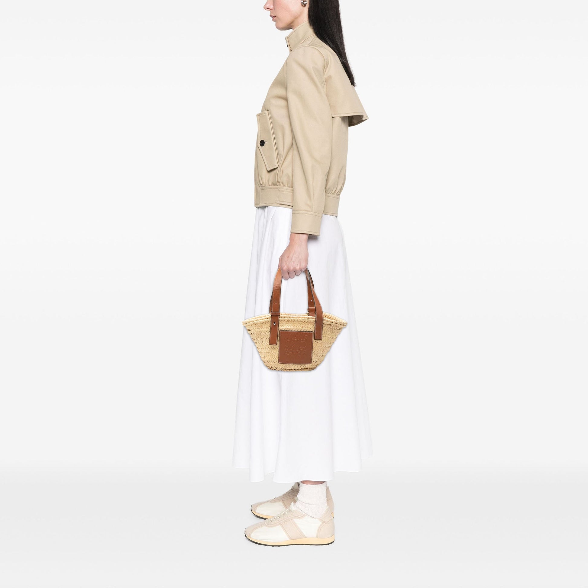 LOEWE Small Raffia Anagram Basket Tote