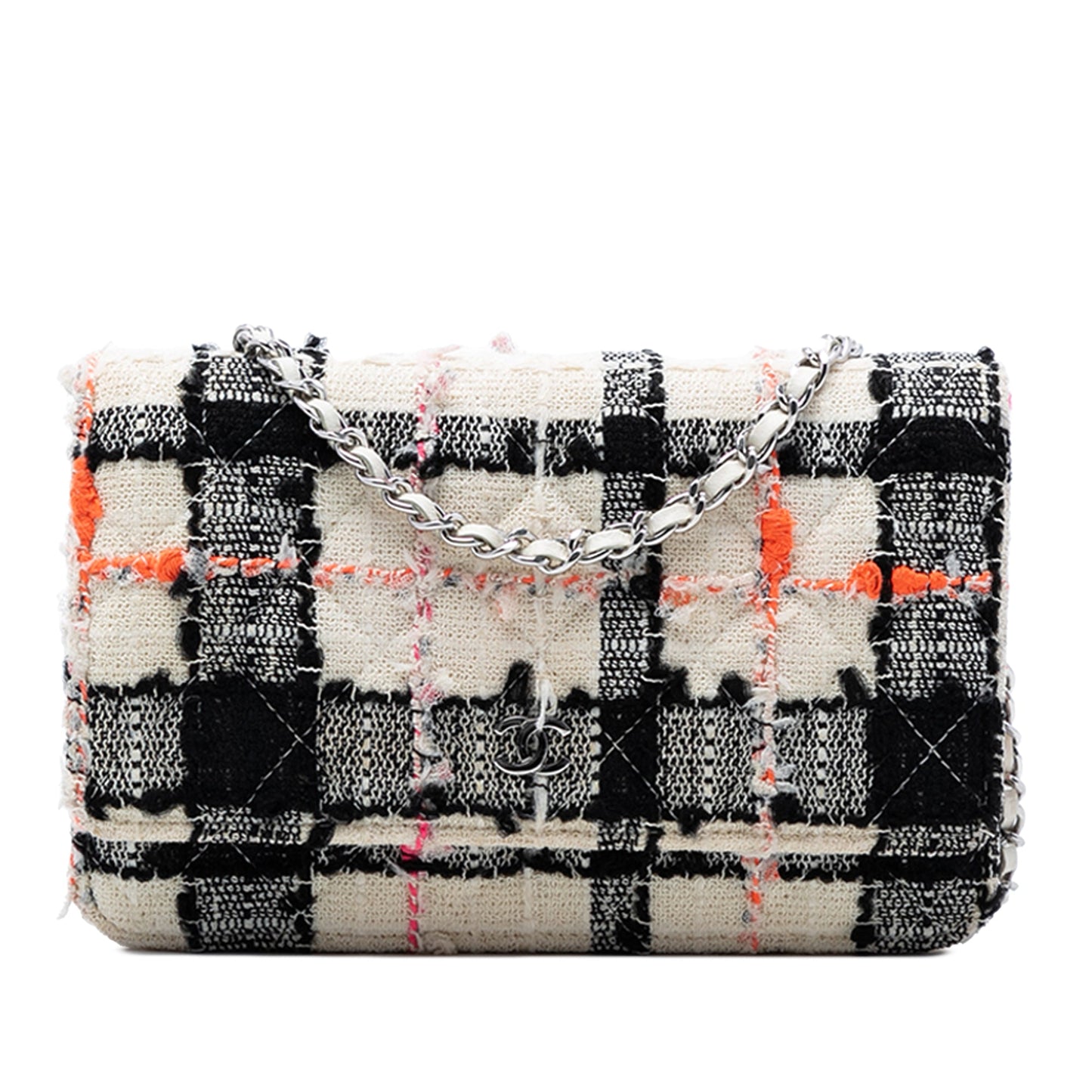 Chanel CC Quilted Tweed Wallet On Chain