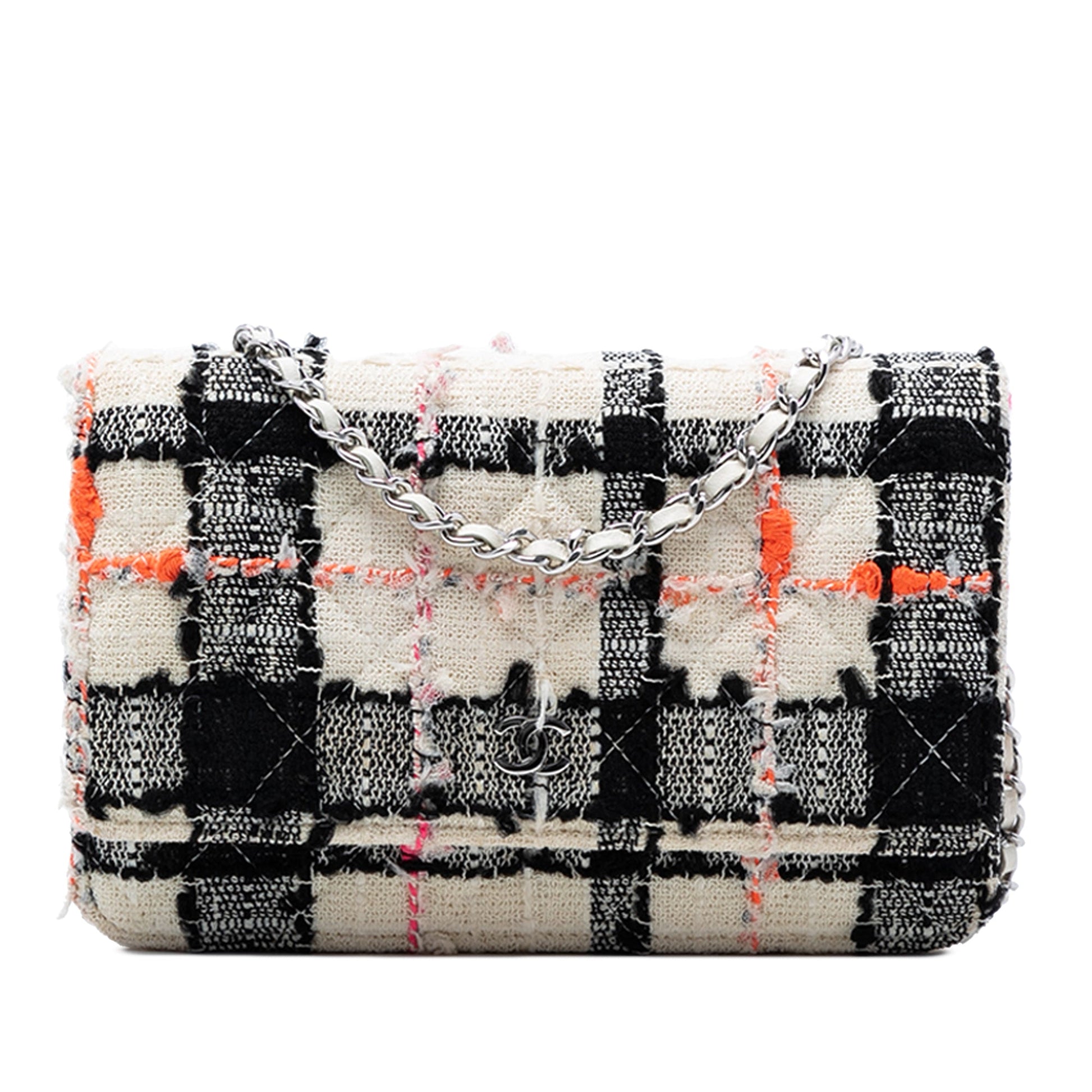 Chanel CC Quilted Tweed Wallet On Chain
