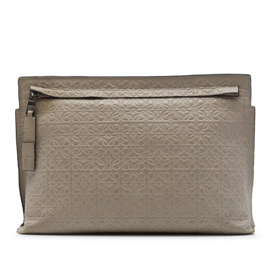 LOEWE Embossed Anagram Leather Repeat T Clutch