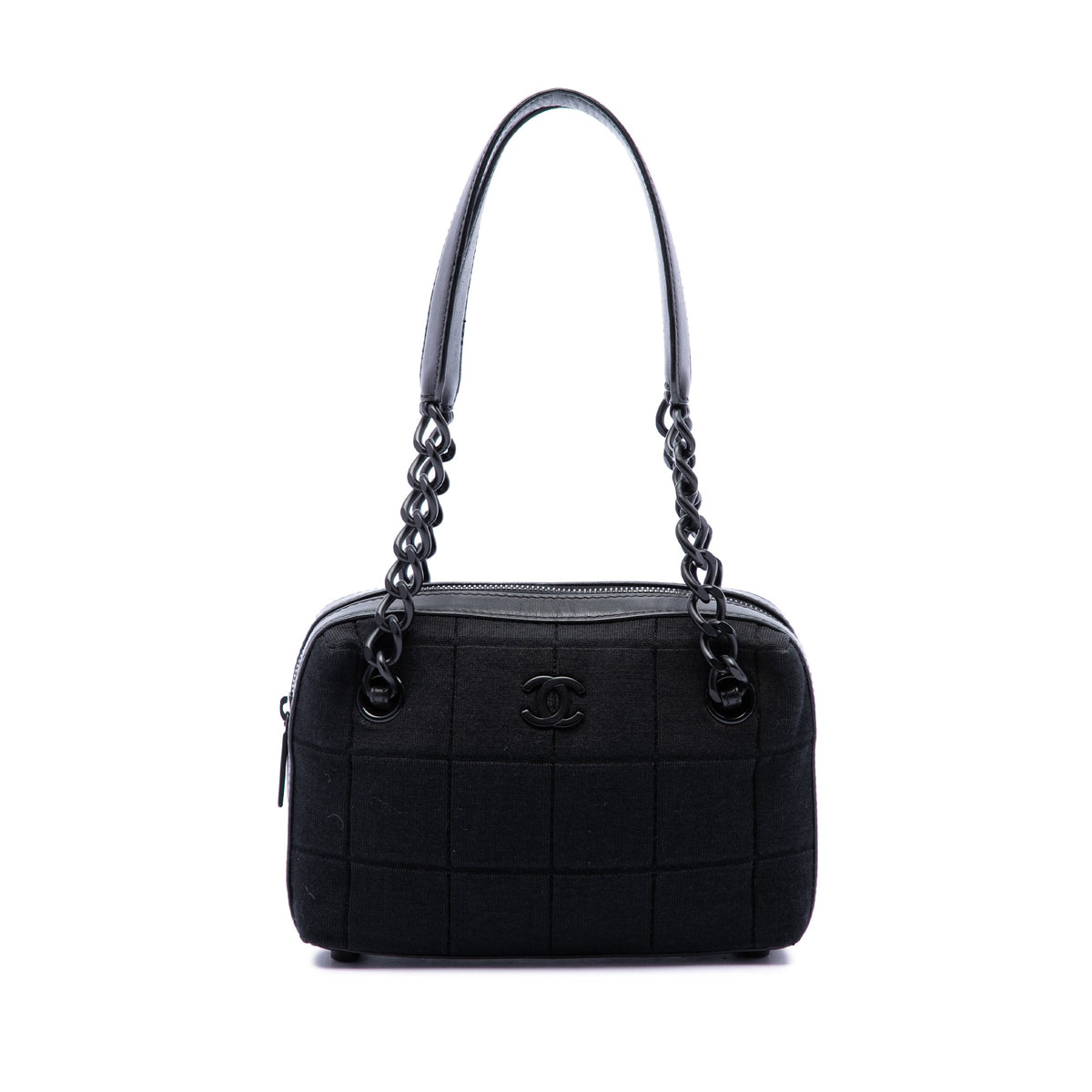 Chanel CC Chocolate Bar Jersey Handbag — Black