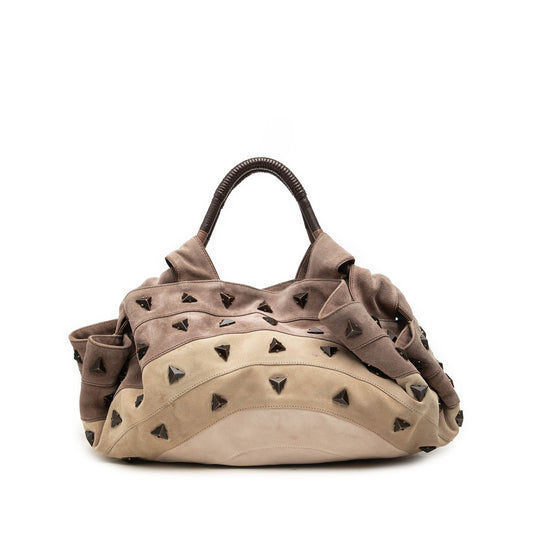 LOEWE Studded Suede Aire Handbag — Brown