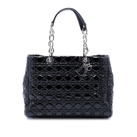 Dior Large Patent Cannage Lady Dior Soft Shopping Tote