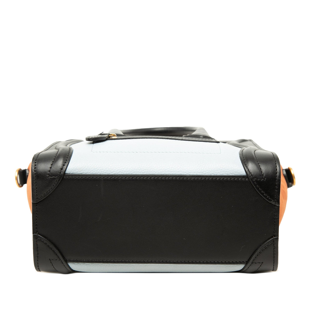 Celine Nano Tricolor Nubuck and Drummed Calfskin Luggage Tote — White