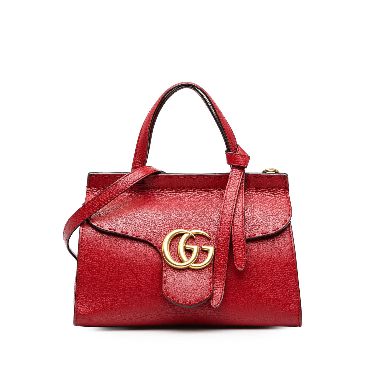 Gucci Small GG Marmont Calfskin Top Handle Satchel