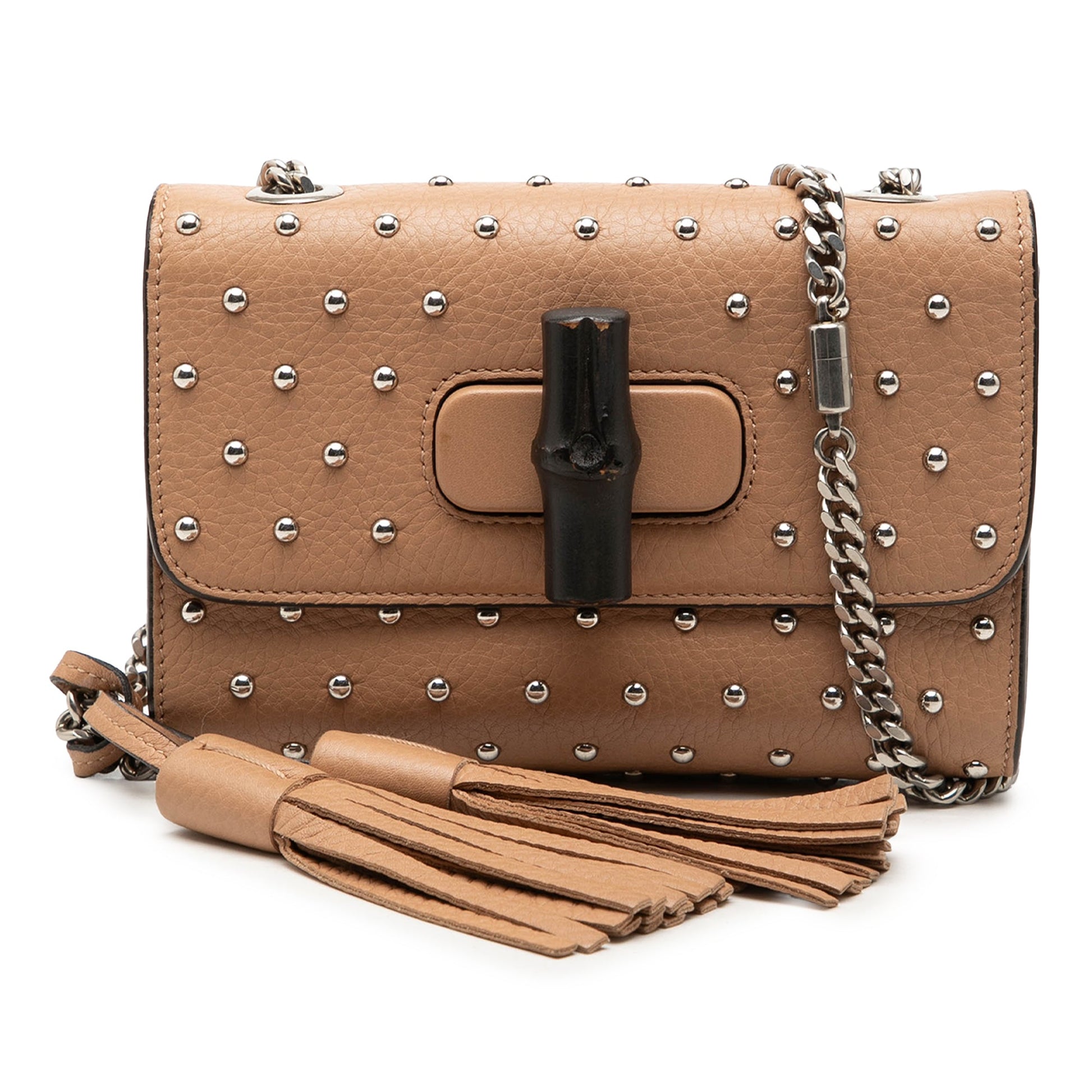 Gucci Small Calfskin Studded Miss Bamboo Crossbody