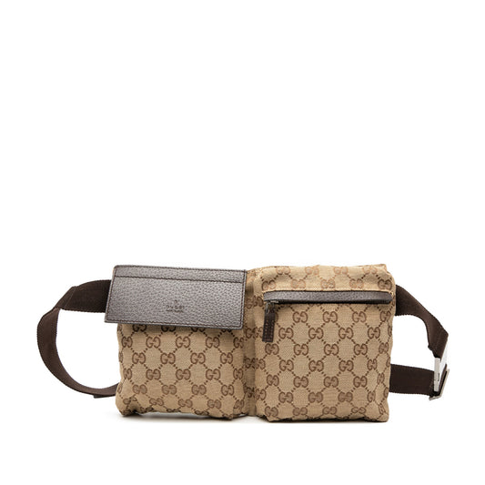Gucci GG Canvas Double Pocket Belt Bag