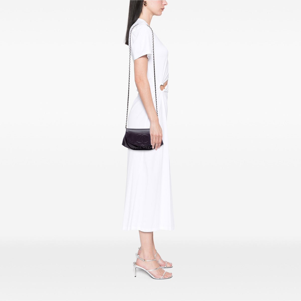 Chanel CC Caviar Half Moon Wallet on Chain