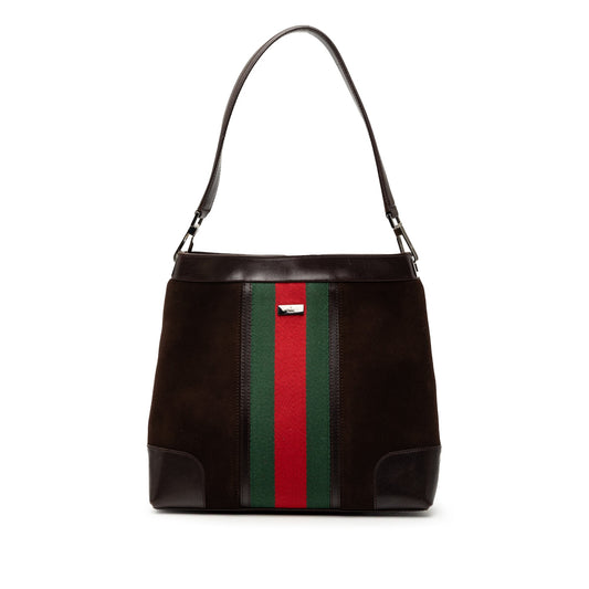 Gucci Suede Web Shoulder Bag