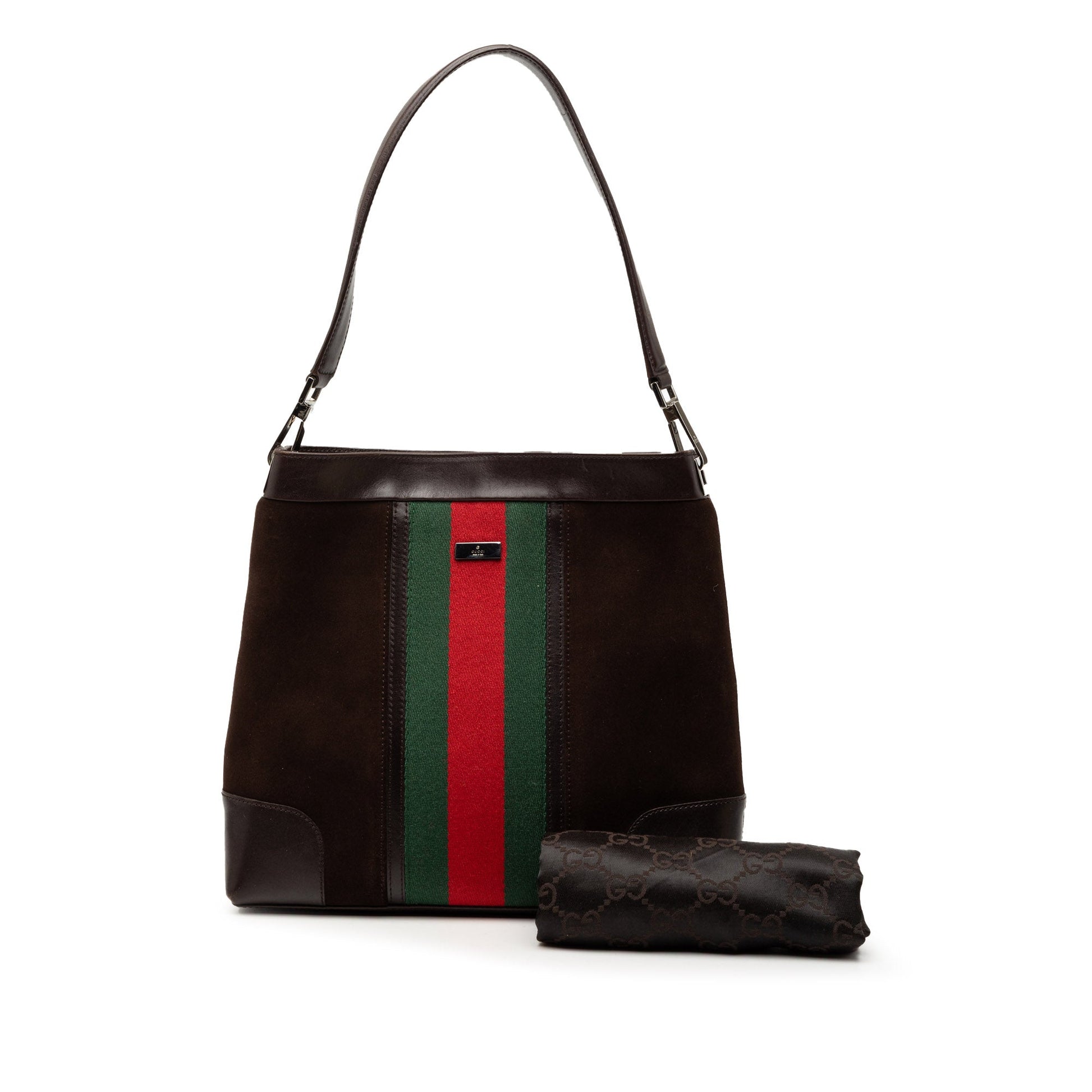 Gucci Suede Web Shoulder Bag