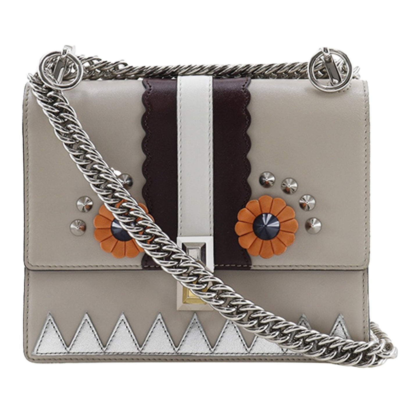 Fendi Vitello Liberty Lucido Catalan Small Mirror Hypnoteyes Studded Kan I Crossbody