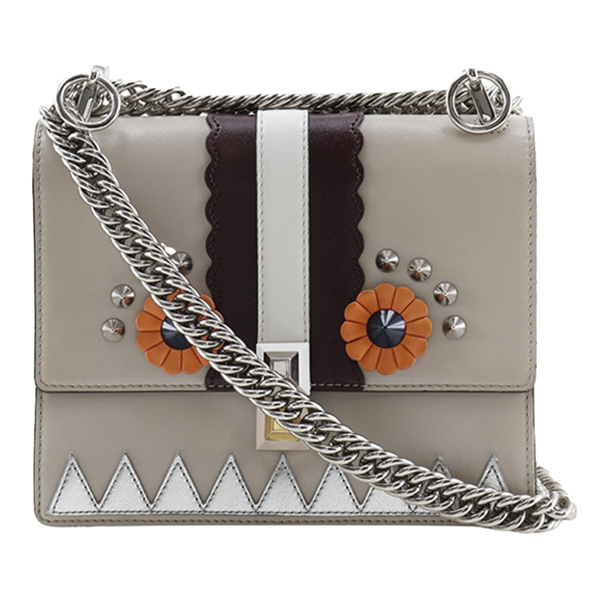 Fendi Vitello Liberty Lucido Catalan Small Mirror Hypnoteyes Studded Kan I Crossbody