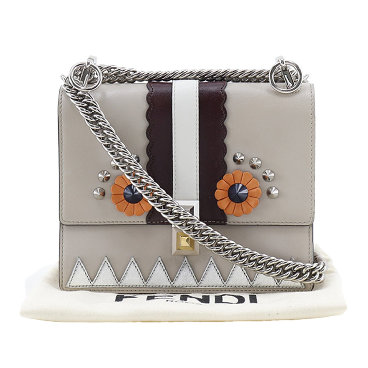 Fendi Vitello Liberty Lucido Catalan Small Mirror Hypnoteyes Studded Kan I Crossbody