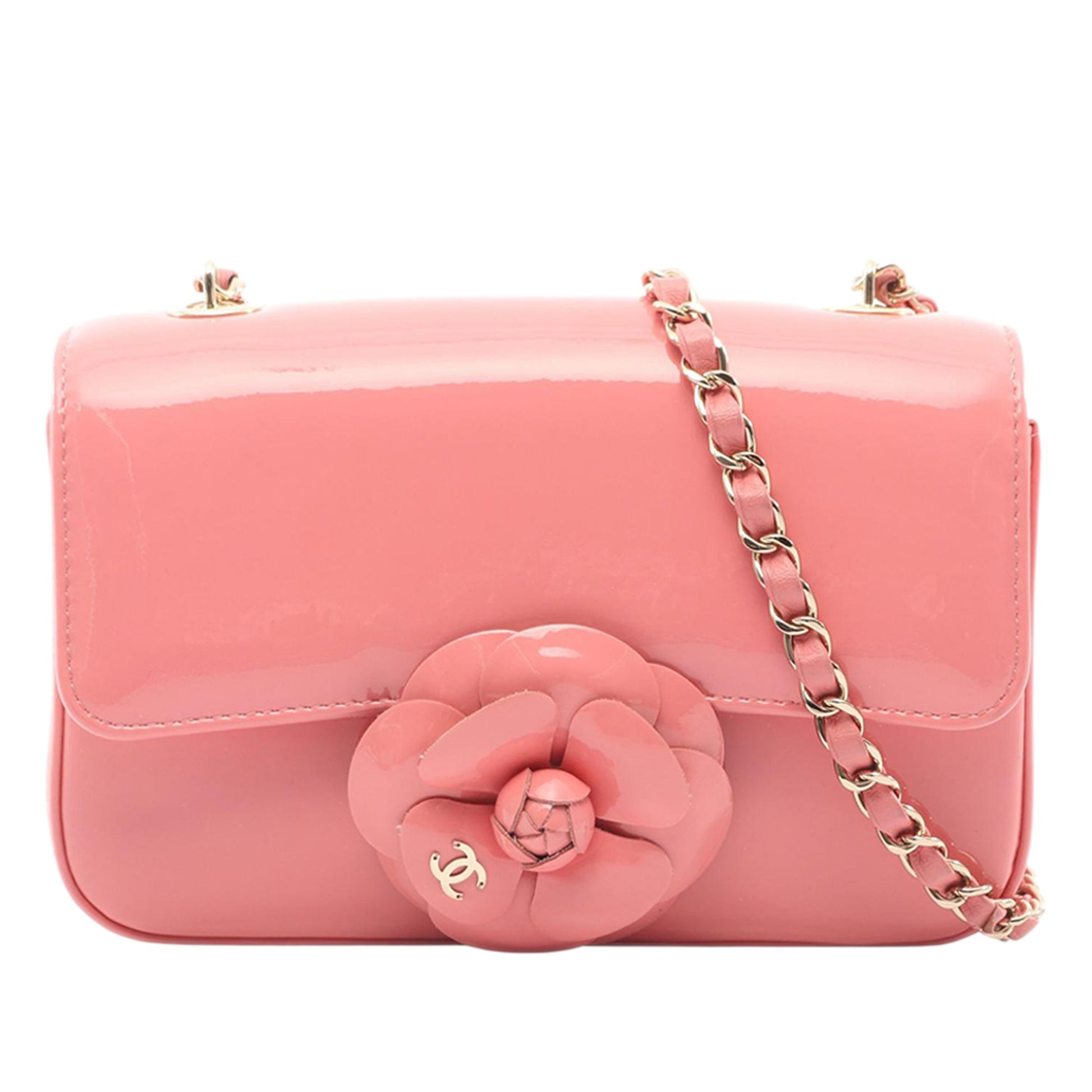 Chanel Mini CC Patent Camellia Flap