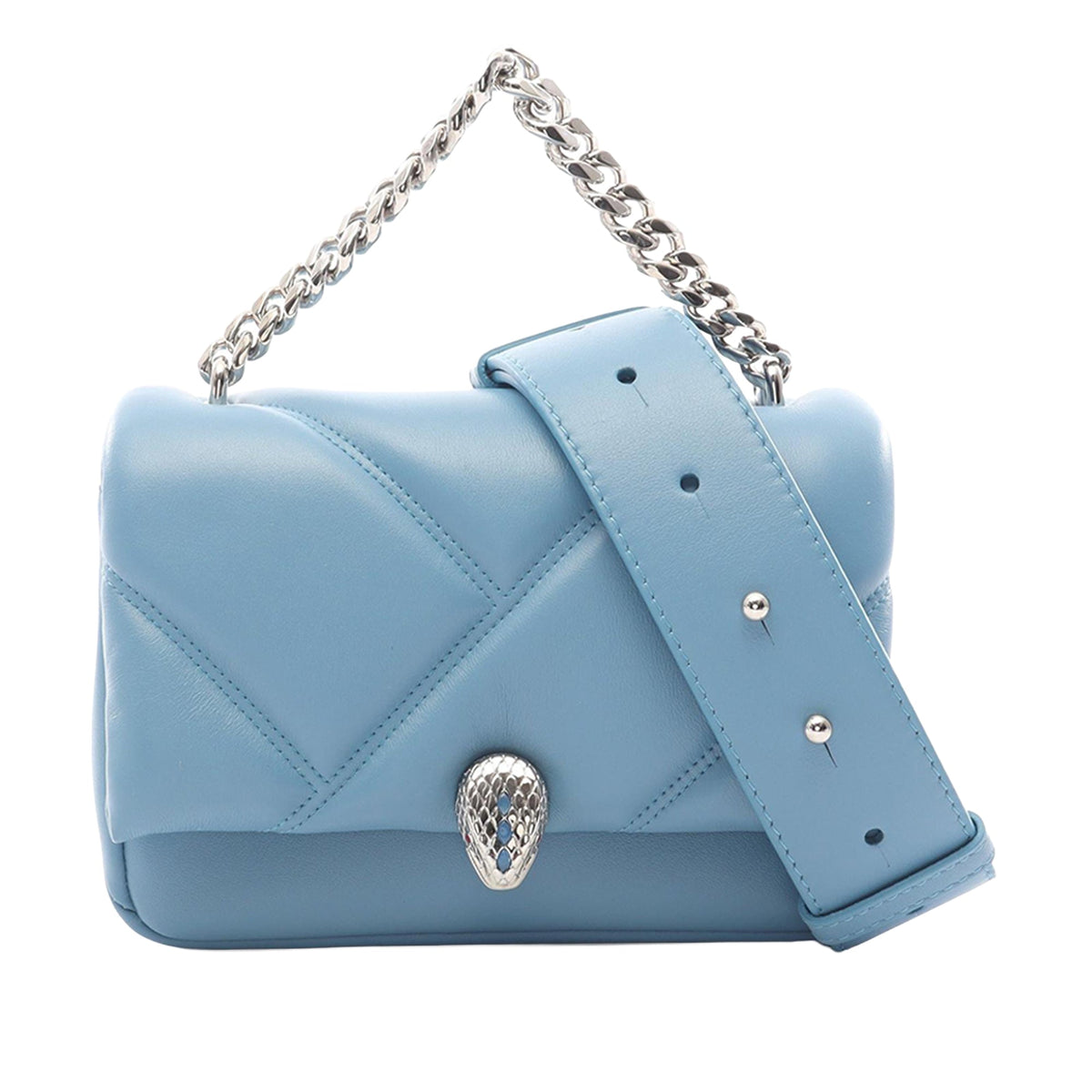 Bvlgari Mini Leather Serpenti Cabochon Satchel — Blue