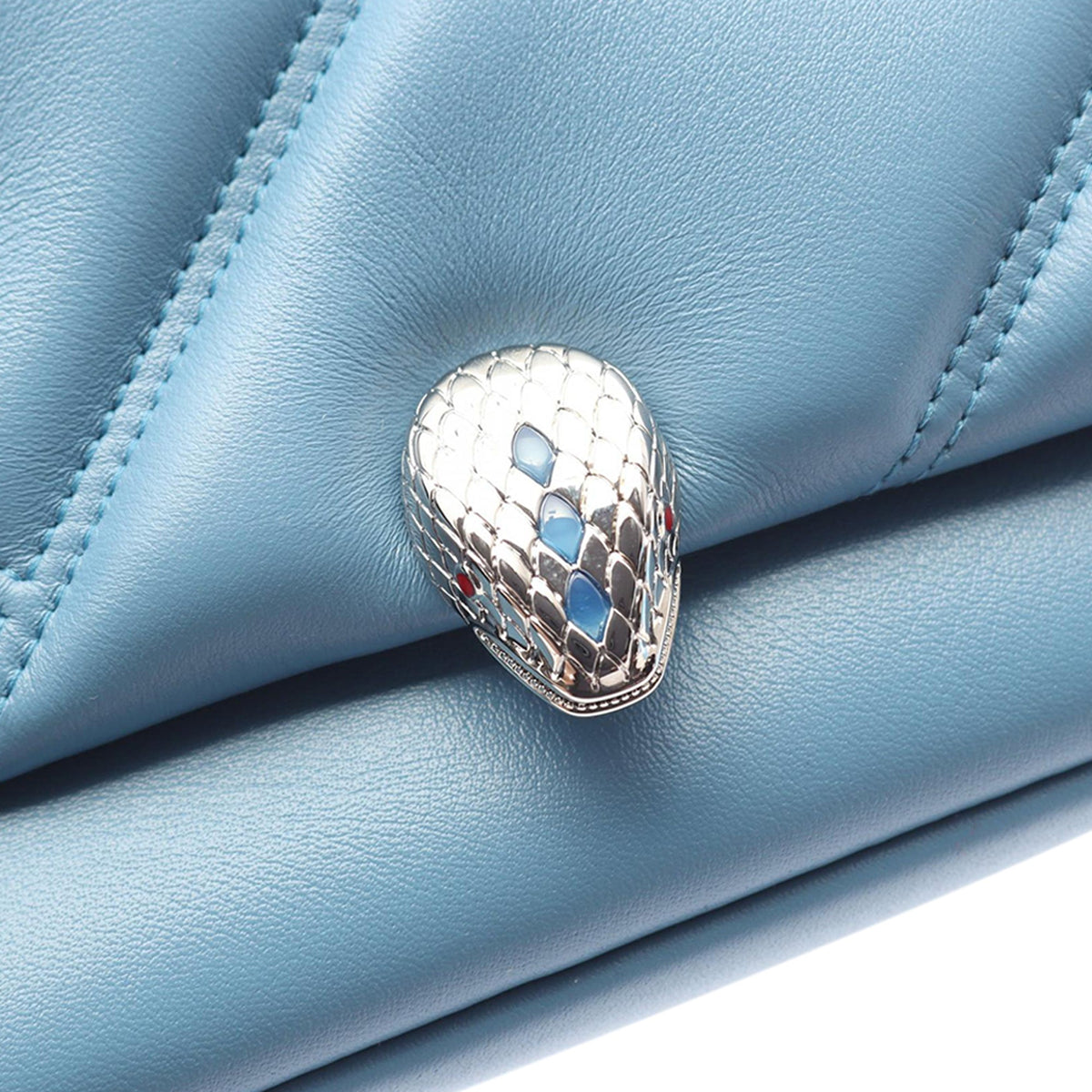 Bvlgari Mini Leather Serpenti Cabochon Satchel — Blue