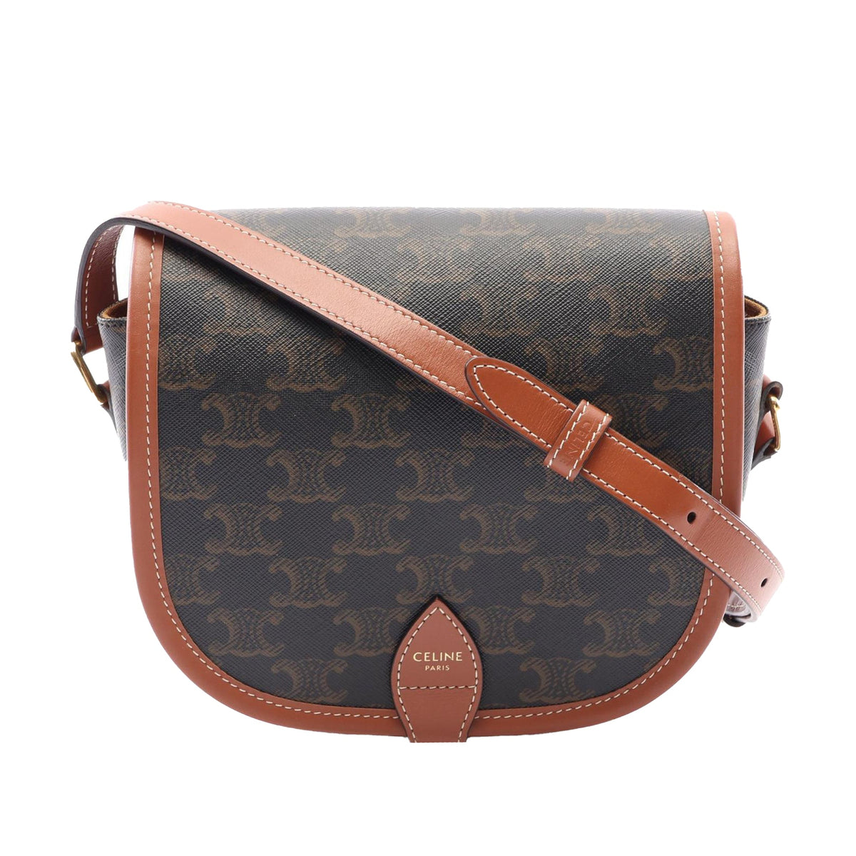 Celine Medium Triomphe Coated Canvas Folco Crossbody
