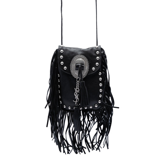 Saint Laurent Studded Leather Anita Fringed Crossbody