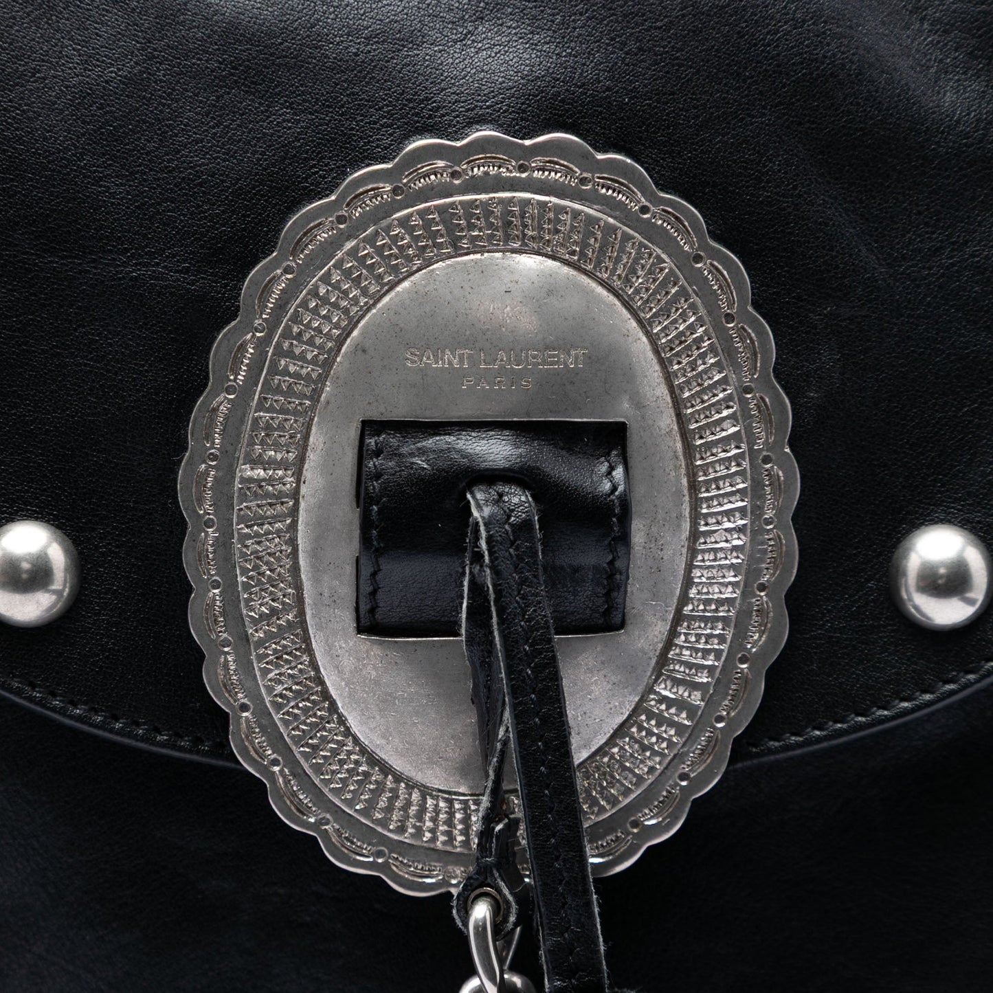 Saint Laurent Studded Leather Anita Fringed Crossbody