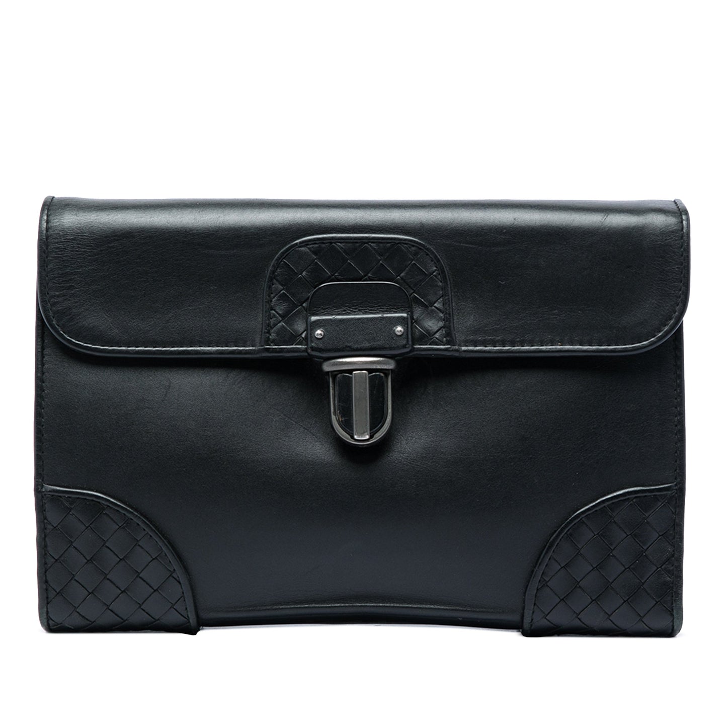 Bottega Veneta Intrecciato Trimmed Nappa Slide Lock Clutch