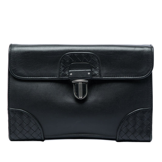 Bottega Veneta Intrecciato Trimmed Nappa Slide Lock Clutch