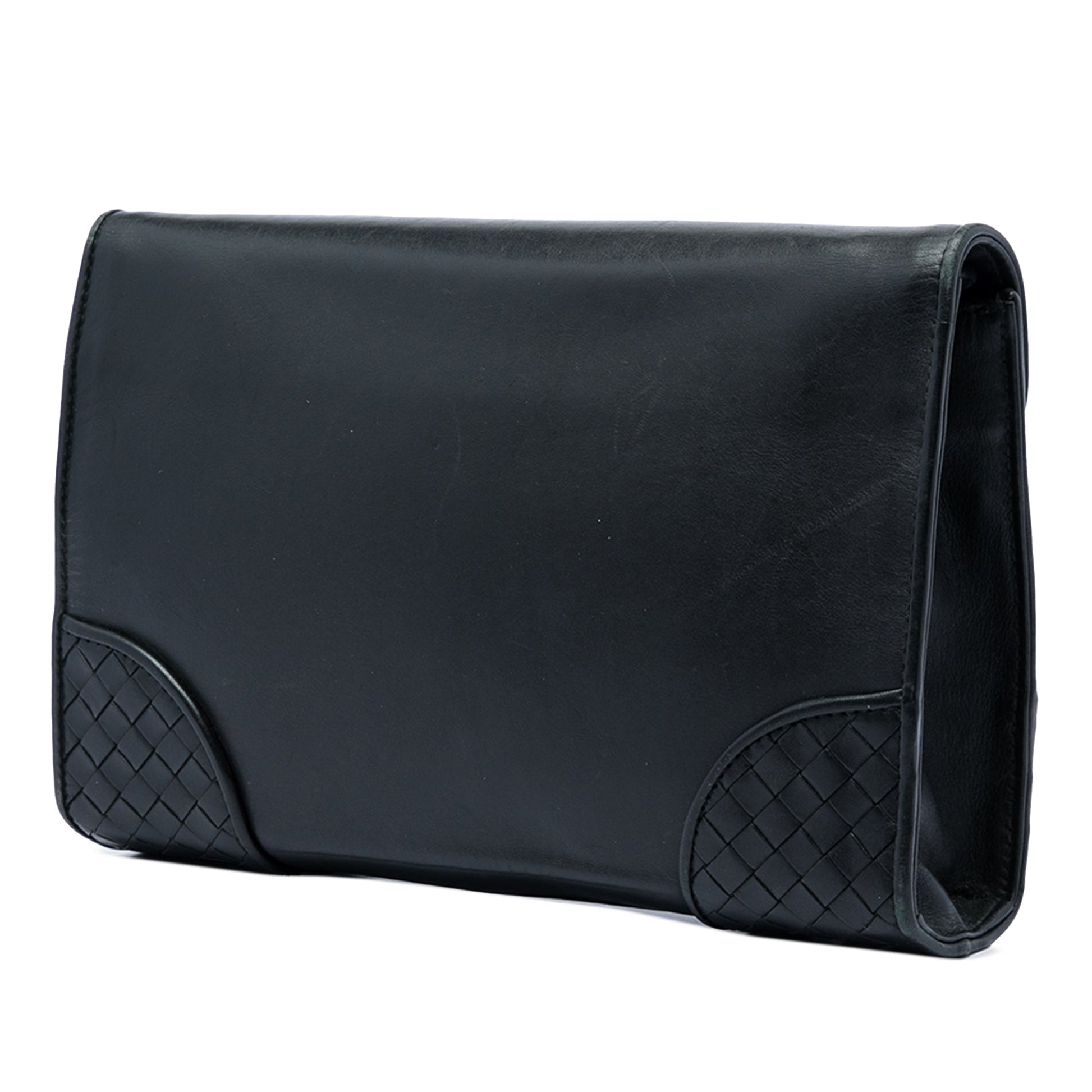 Bottega Veneta Intrecciato Trimmed Nappa Slide Lock Clutch