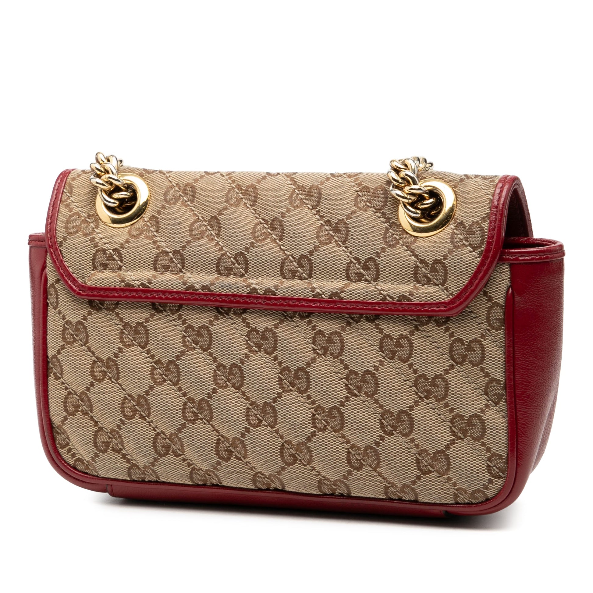 Gucci Small GG Marmont Matelasse Diagonal GG Canvas and Leather Shoulder Bag