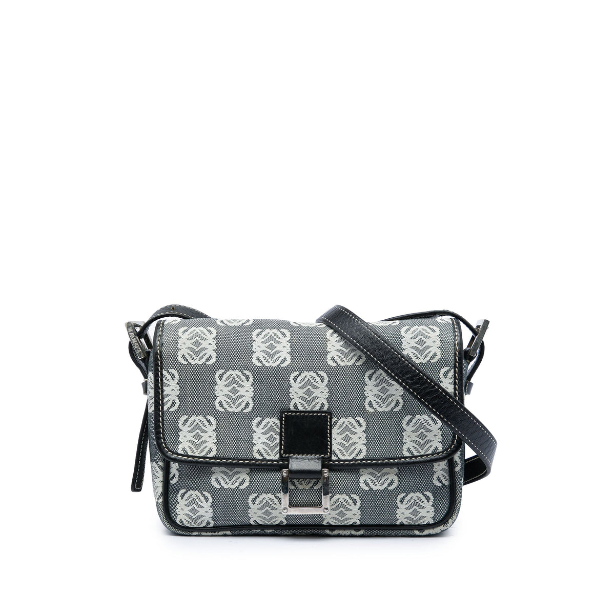 LOEWE Anagram Canvas Flap Crossbody — Gray