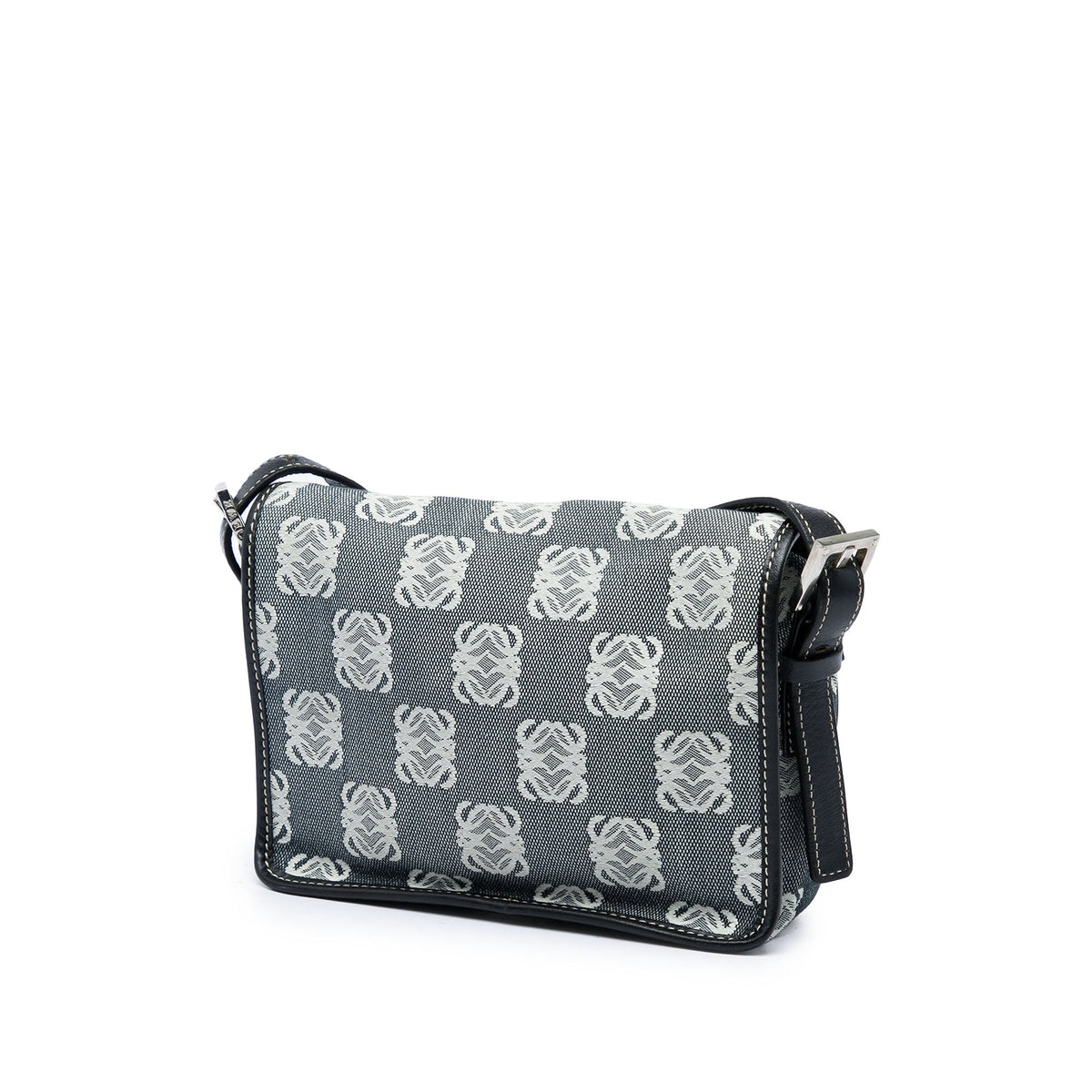 LOEWE Anagram Canvas Flap Crossbody — Gray