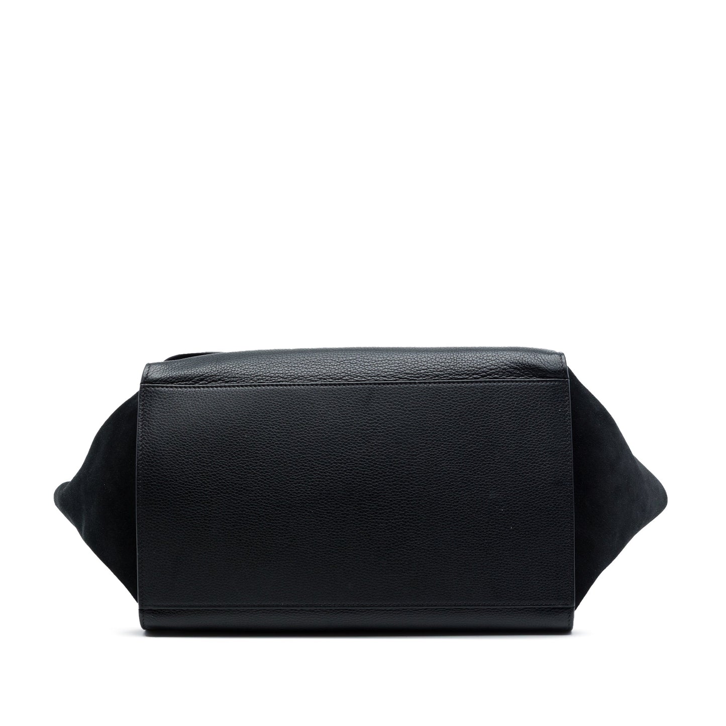 Celine Medium Drummed Calfskin and Suede Trapeze Double Zip Satchel