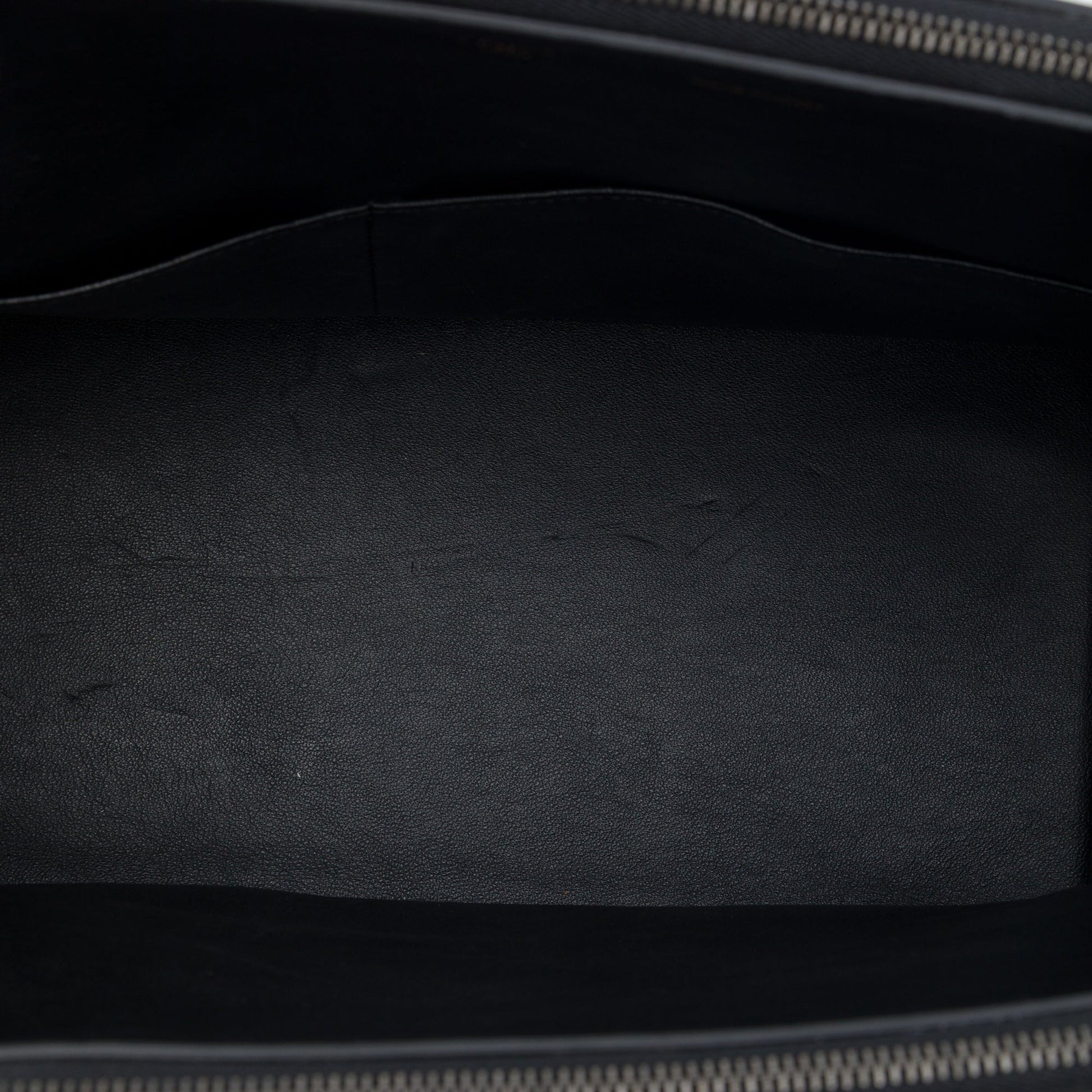 Celine Medium Drummed Calfskin and Suede Trapeze Double Zip Satchel