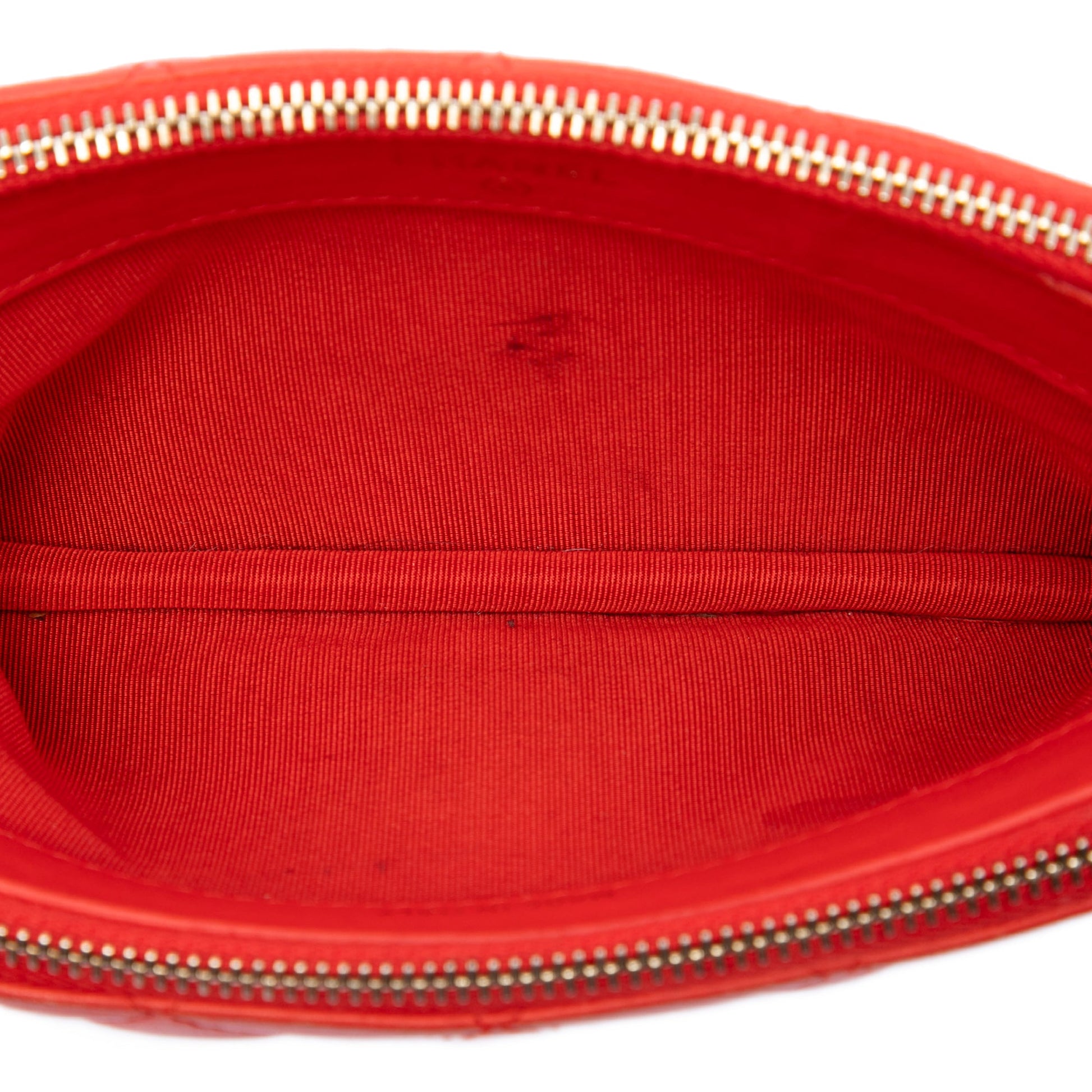 Chanel CC Quilted Lambskin Double Zip Clutch With Chain